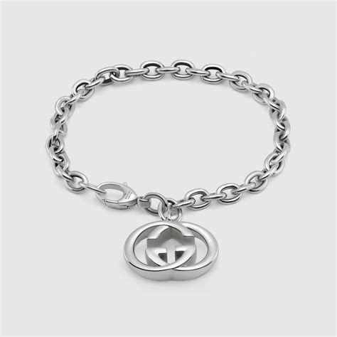 silver gucci charm bracelet|silver bracelet with interlocking g.